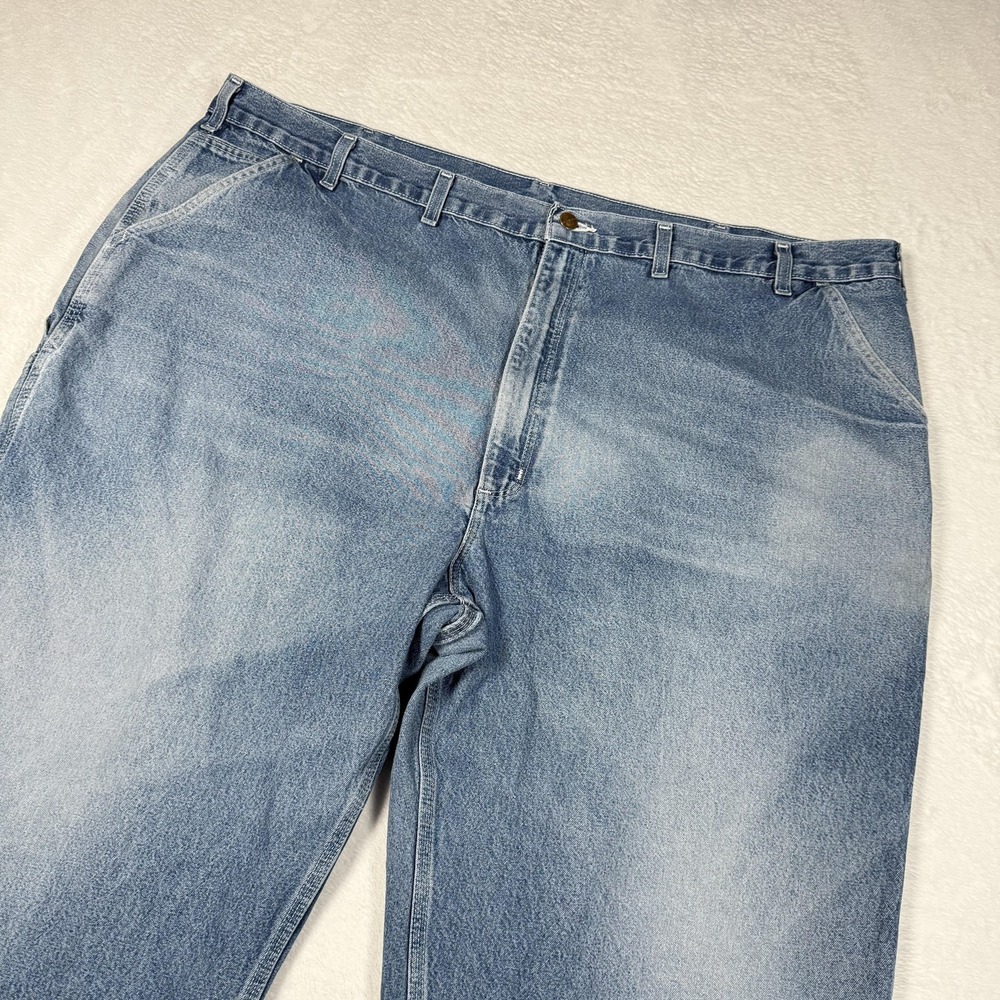 Carhartt Denim Work Dungaree Jeans Mens 52x30 Blue Loose Fit B13 DST Workwear